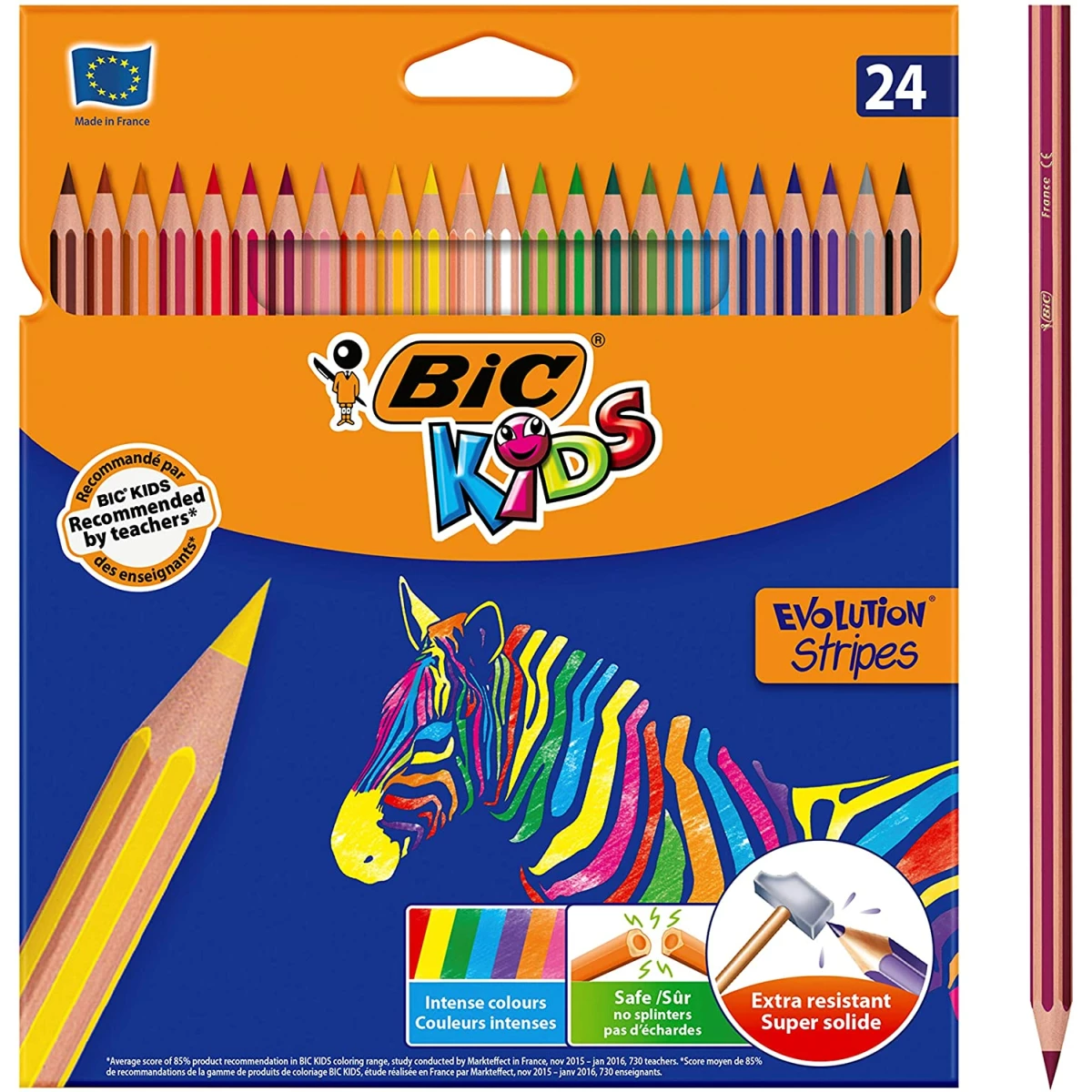 Thumbnail-Bic Kids Evolution Stripes Caixa com 24 Lápis de Cores Sortidas – Feito em Resina – Ponta Ultra Resistente – Minuta Pigmentada 3,20mm