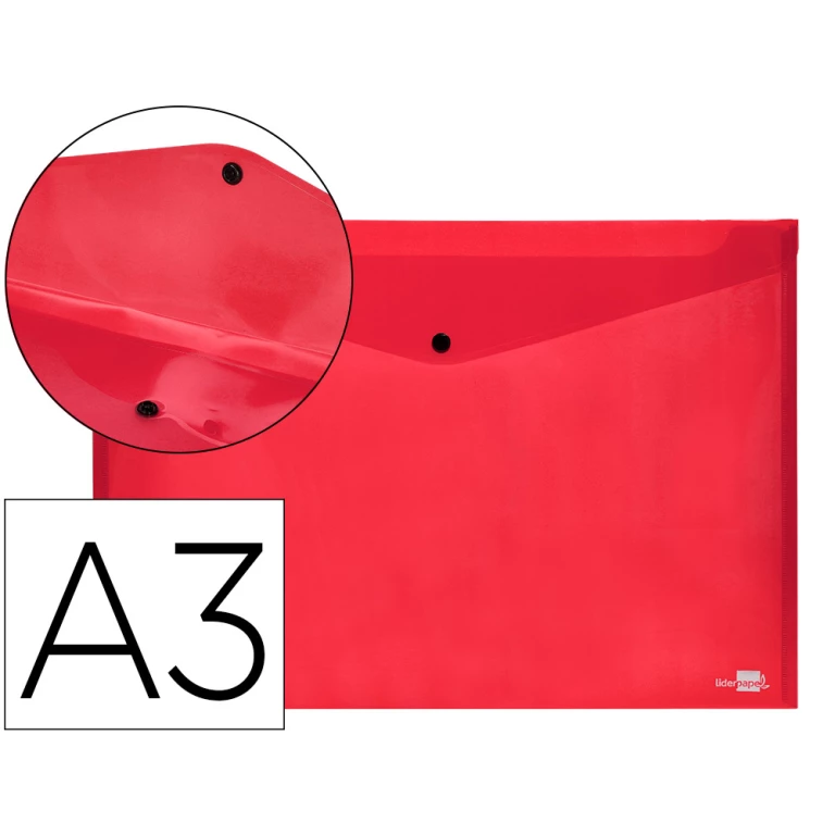 Thumbnail-Bolsa porta documentos liderpapel com mola din a3 vermelho translucido