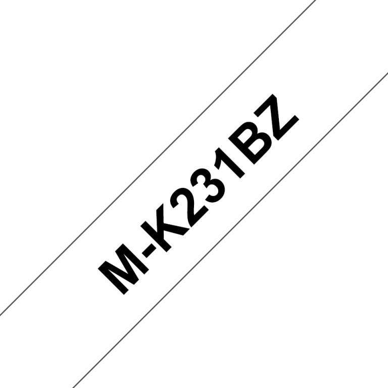 Thumbnail-Fita de etiqueta não laminada genérica Brother MK231BZ – Texto preto sobre fundo branco – Largura 12 mm x 4 metros