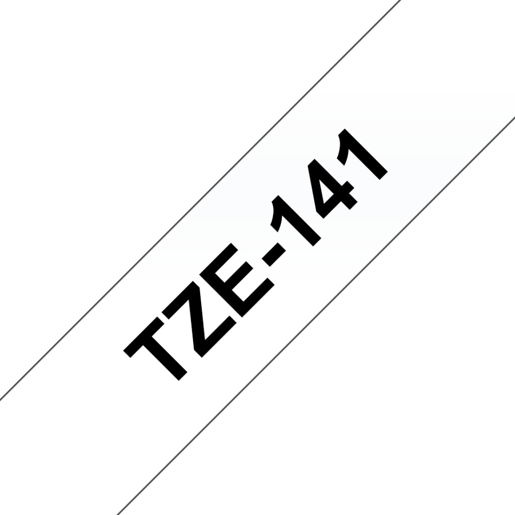 Thumbnail-Fita de Etiqueta Laminada Genérica Brother TZe141 – Texto em preto sobre fundo transparente – Largura 18 mm x 8 metros