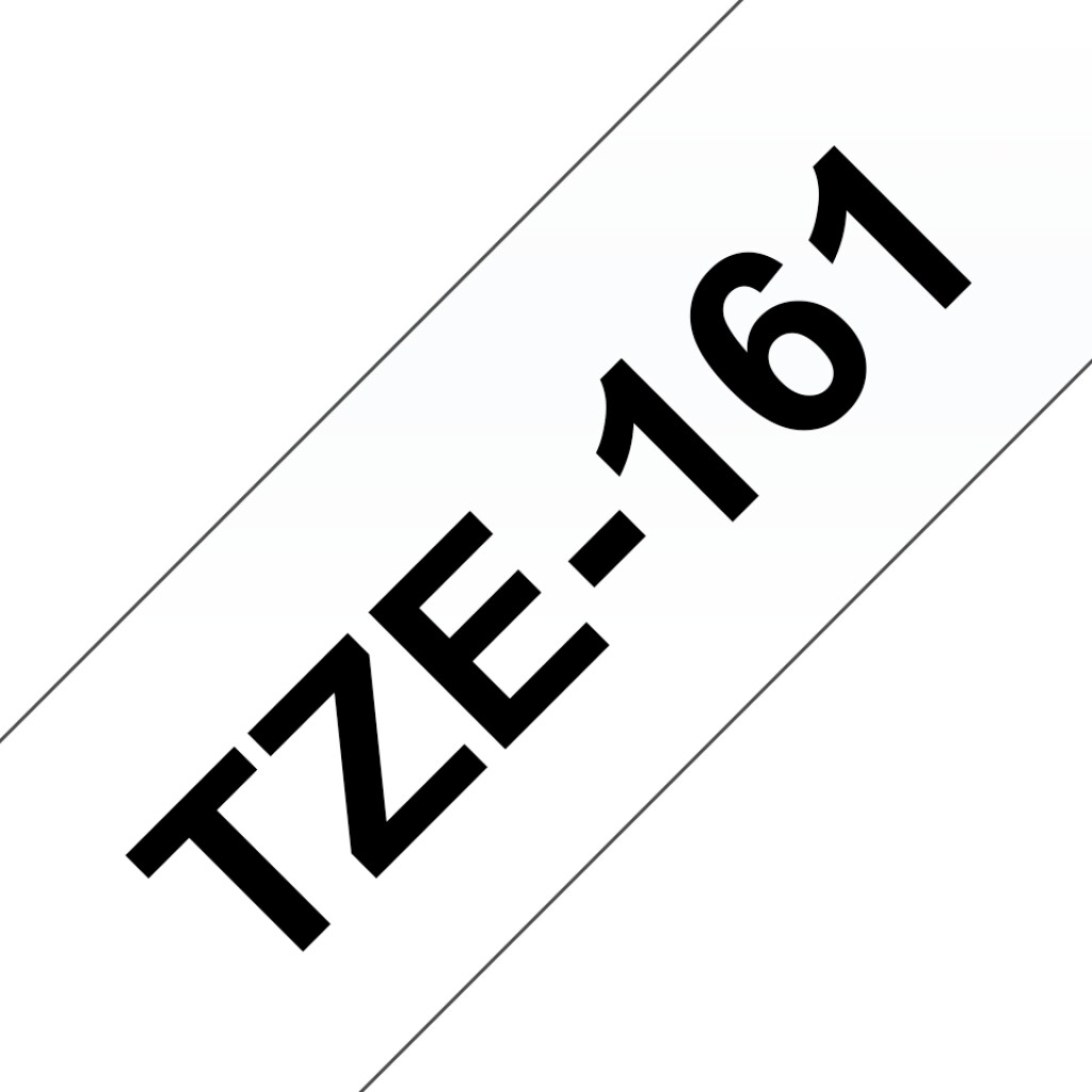 Thumbnail-Fita de Etiqueta Laminada Genérica Brother TZe161 – Texto em preto sobre fundo transparente – Largura 36 mm x 8 metros