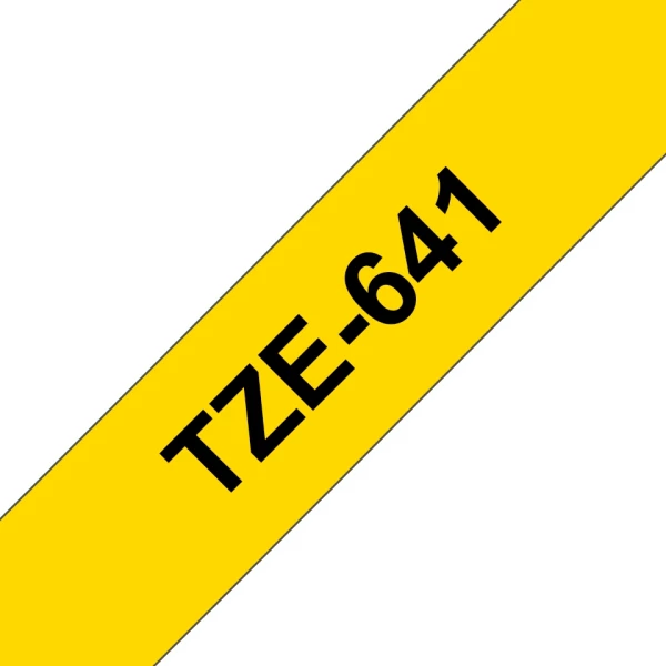 Thumbnail-Fita de Etiqueta Laminada Genérica Brother TZe641 – Texto preto sobre fundo amarelo – Largura 18 mm x 8 metros