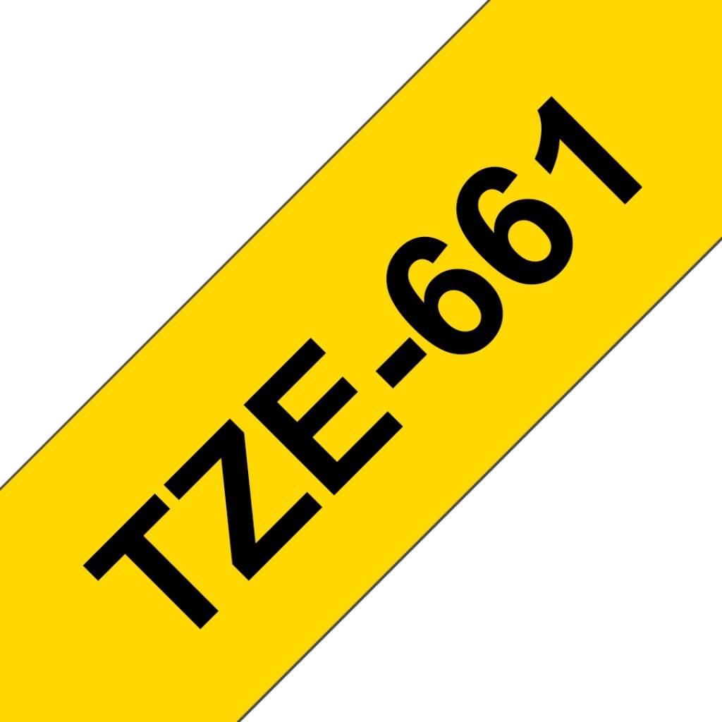 Thumbnail-Brother TZe661 Fita Laminada Genérica para Etiquetas – Texto preto sobre fundo amarelo – Largura 36 mm x 8 metros