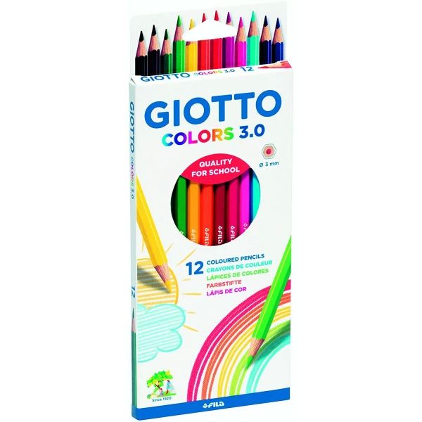 Thumbnail-Giotto Colors 3.0 Pack de 12 Lápis de Cor Hexagonais – Mina 3 mm – Madeira – Cores Sortidas