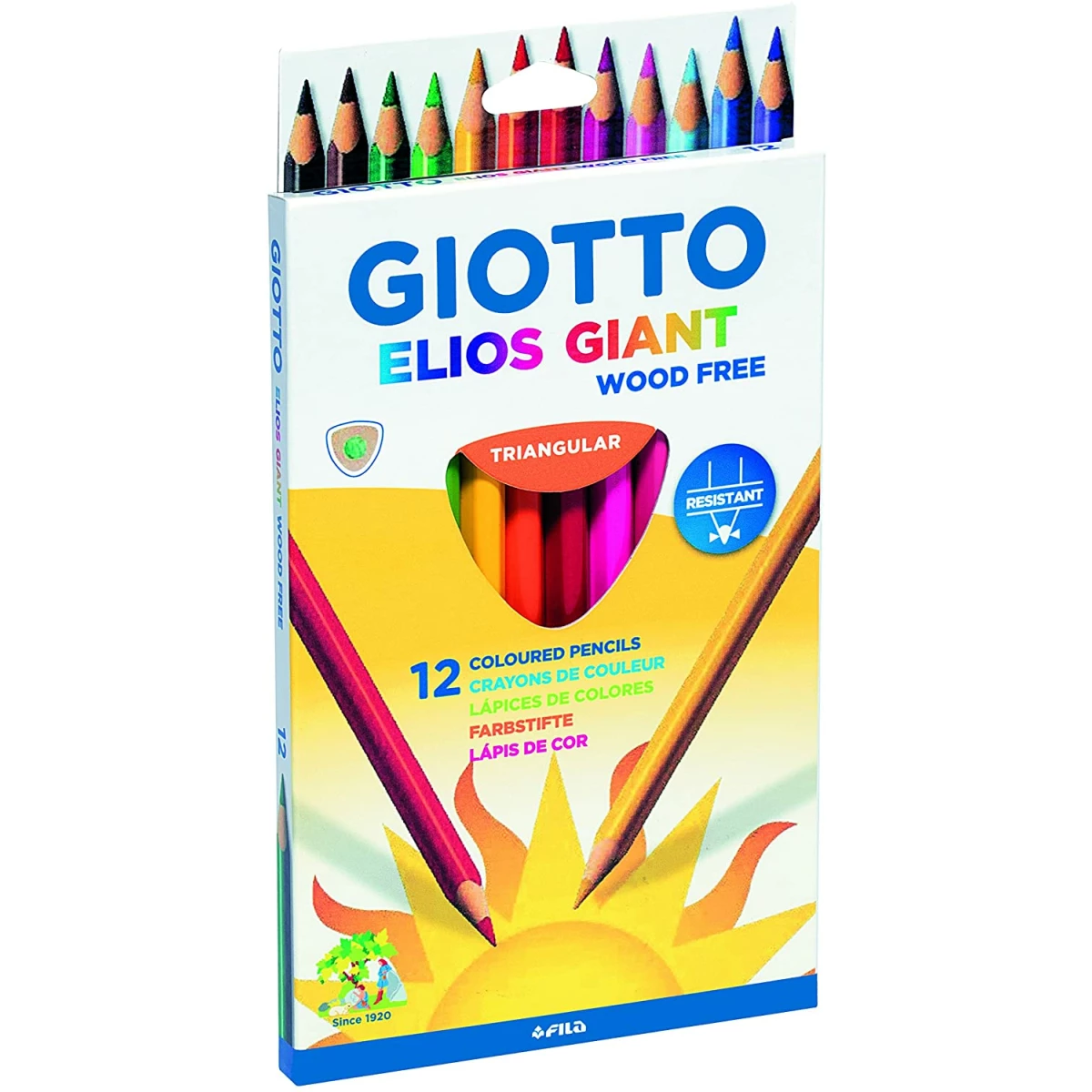 Thumbnail-Giotto Elios Giant Wood Free Pack de 12 Lápis Triangulares Coloridos – Sem Madeira – Minuta 5 mm – Cores Variadas