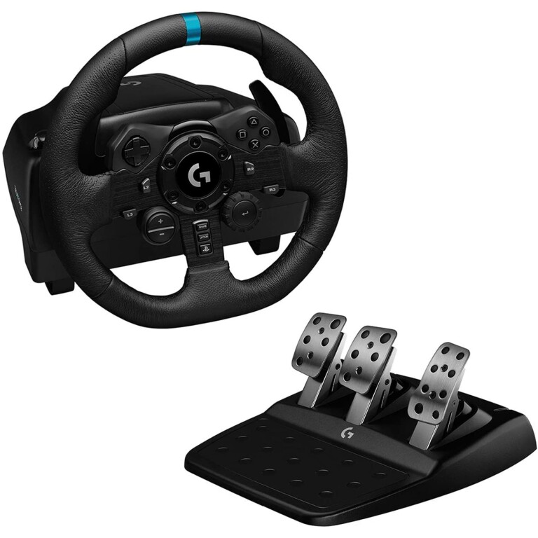 Thumbnail-Volante Logitech G923 Trueforce e pedais de corrida Compatível com PS4, PS5 e PC – Indicador LED RPM – Rotação 900º – Efeito Force Feedback com Trueforce – Freio Progressivo – Volante Alumínio, Couro e Aço – Pedais Ajustáveis