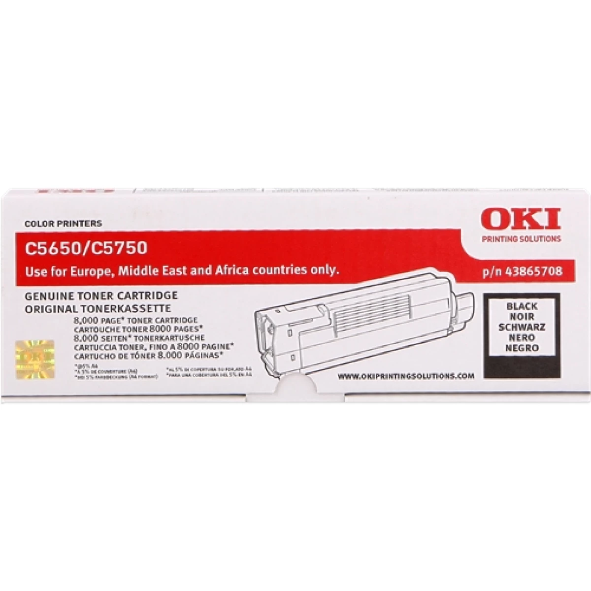 Thumbnail-Cartucho de Toner OKI C5650/C5750 Preto Original – 43865708