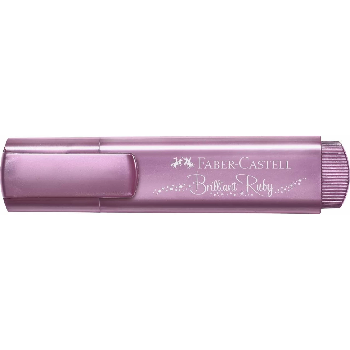 Thumbnail-Caneta marcadora fluorescente Faber-Castell Textliner 46 – Ponta chanfrada – Traço entre 1,2 mm e 5 mm – Tinta à base de água – Cor rubi metálica