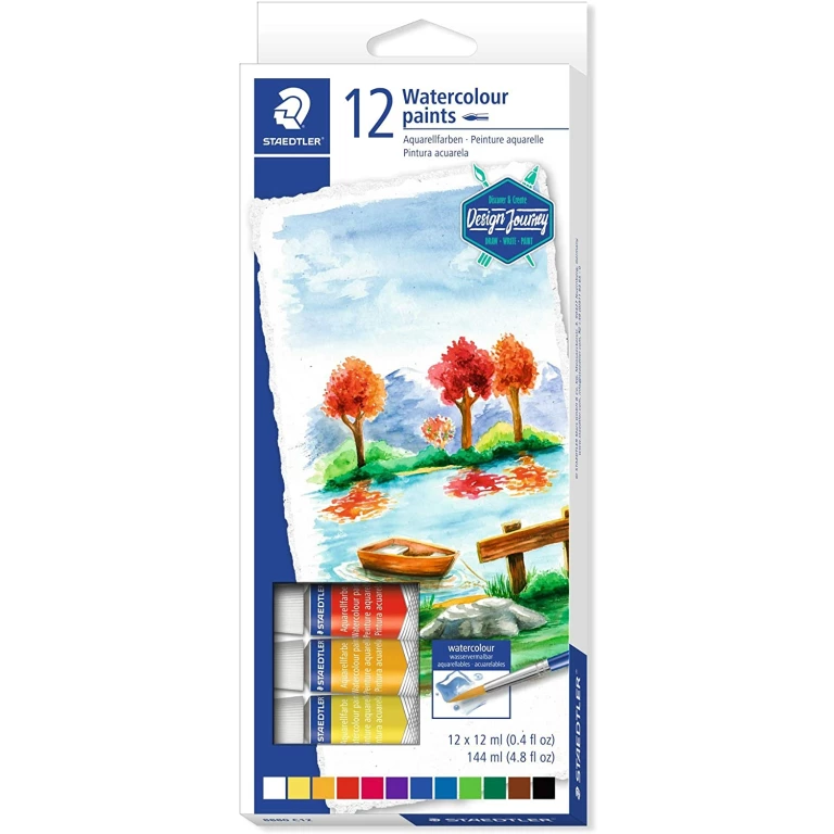 Thumbnail-Pacote Staedtler com 12 Tubos de Aquarela 12ml – Cores Brilhantes – Use em Papel Aquarela ou Papelão – Cores Variadas