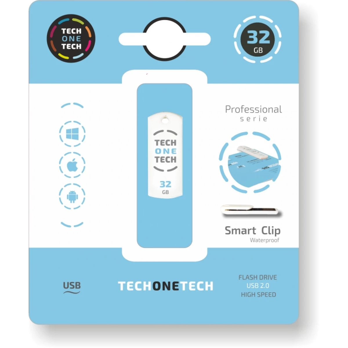 Thumbnail-TechOneTech Pro Smart Clip Memoria USB 2.0 32GB (Pendrive)