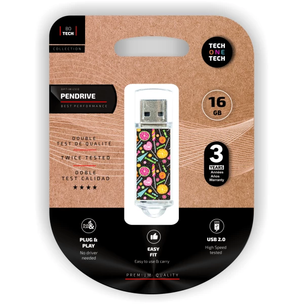 Thumbnail-Pen drive techonetech flash drive 16 gb 2.0 candy pop