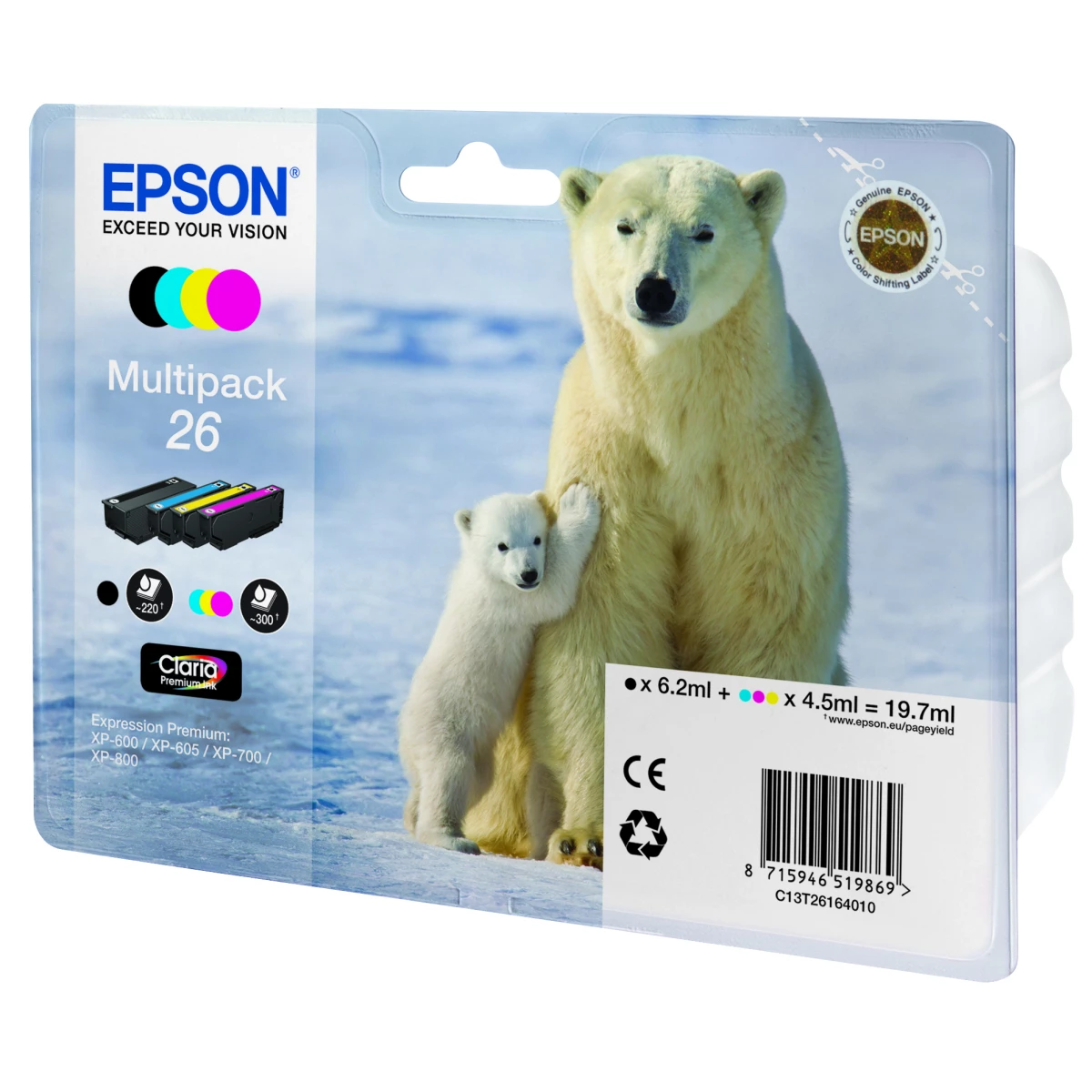 Galery – Epson Polar bear Multipack de 4 cores Série 26 Urso Polar Tinta Claria Premium0