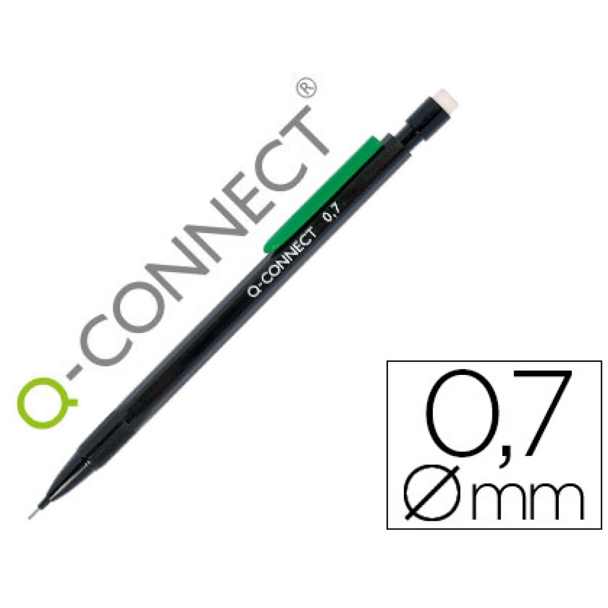 Thumbnail-Lapiseira q-connect 0.7 mm com 3 minas corpo preto com clip verde