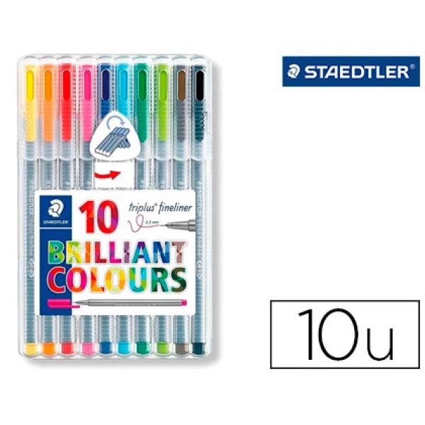 Thumbnail-Marcador staedtler triplus broadliner 338 estojo plastico de 10 cores sortidas