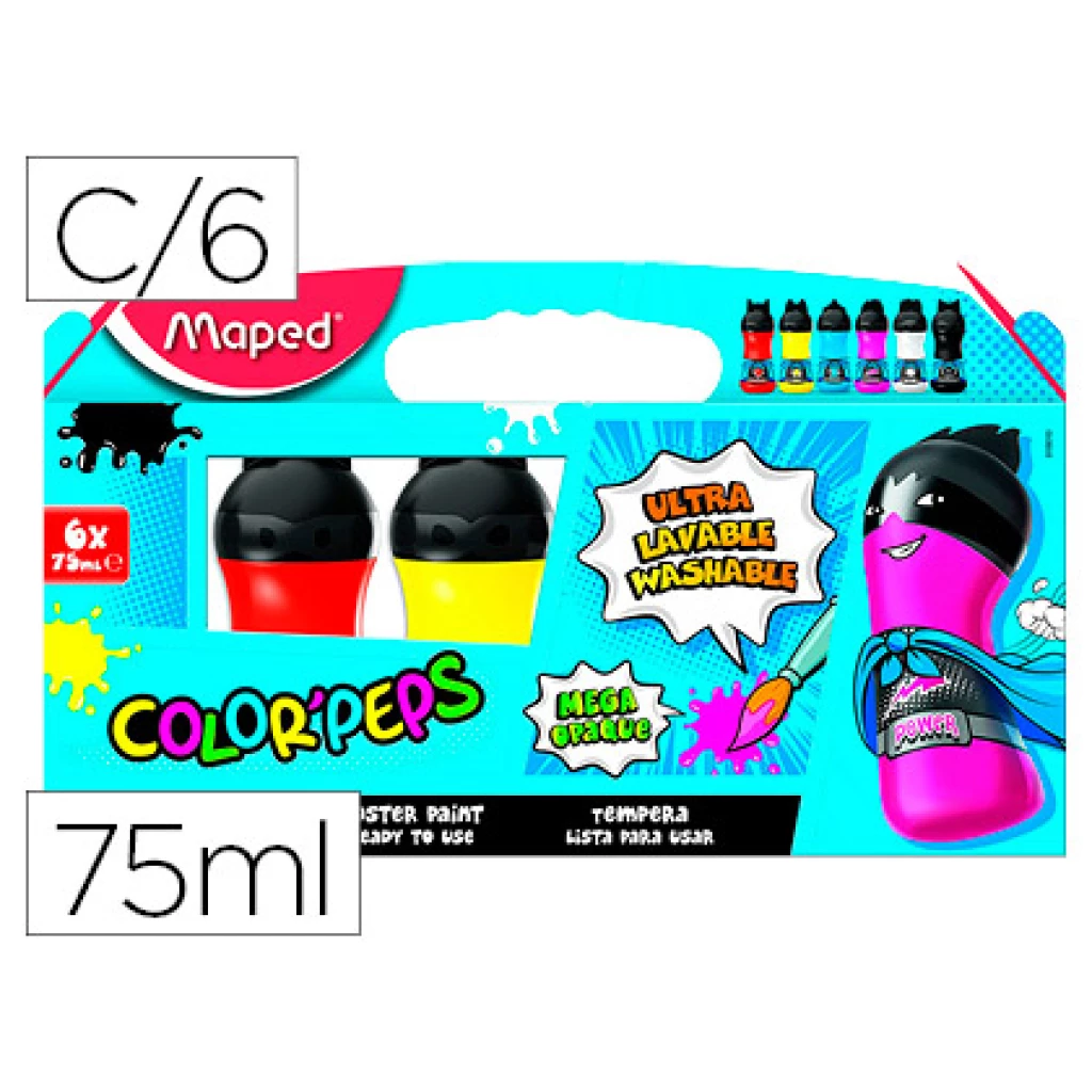 Thumbnail-Guache maped color peps ultra lavavel caixa de 6 cores sortidas primarios 75 ml