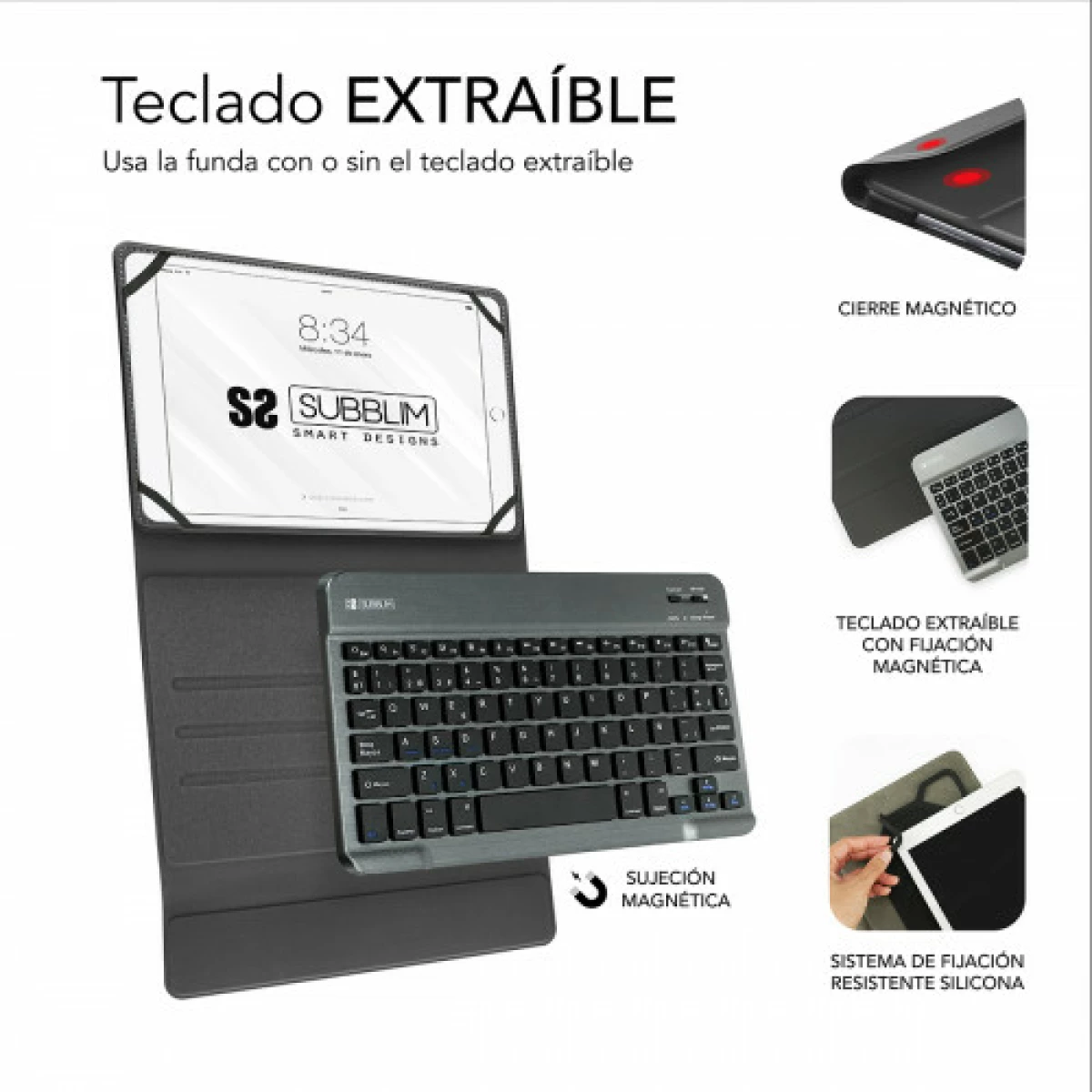 Galery – Estojo SUBBLIM com Teclado KEYTAB PRO BLUETOOTH 10,1″ Preto0