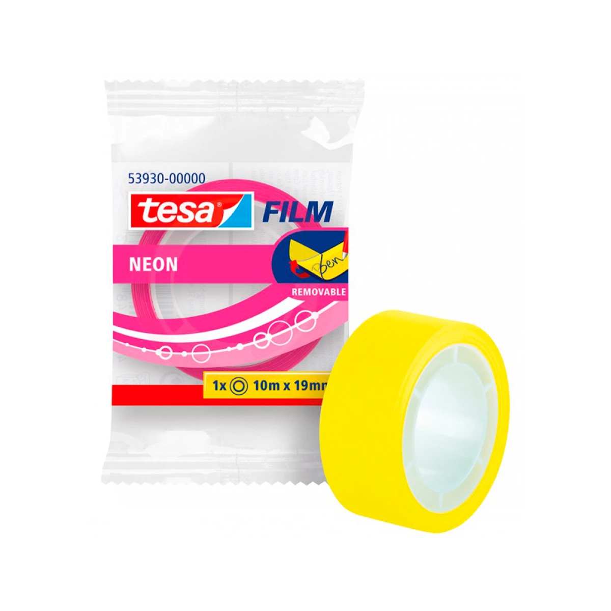 Galery – Fita adesiva tesa film neon 10 mt x 19 mm amarela/rosa encelofanada0