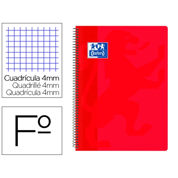 Thumbnail-Caderno espiral oxford school classic capa polipropileno folio 80 folhas quadricula 4 mm com margem vermelho