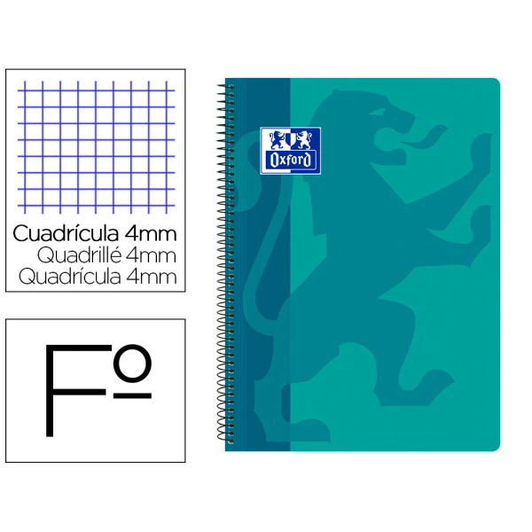 Thumbnail-Caderno espiral oxford school classic capa polipropileno folio 80 folhas quadricula 4 mm com margem aqua