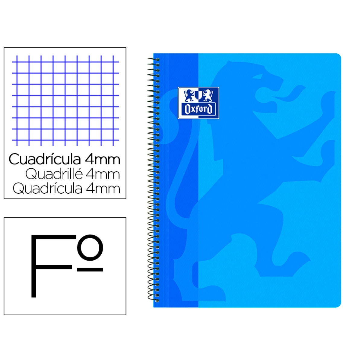 Thumbnail-Caderno espiral oxford school classic capa polipropileno folio 80 folhas quadricula 4 mm com margem azul turquesa