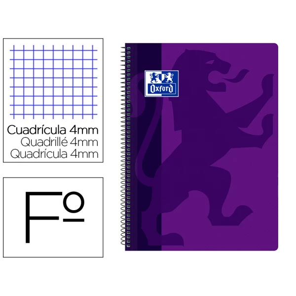 Thumbnail-Caderno espiral oxford school classic capa polipropileno folio 80 folhas quadricula 4 mm com margem violeta