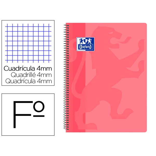 Thumbnail-Caderno espiral oxford school classic capa polipropileno folio 80 folhas quadricula 4 mm com margem rosa chiclet