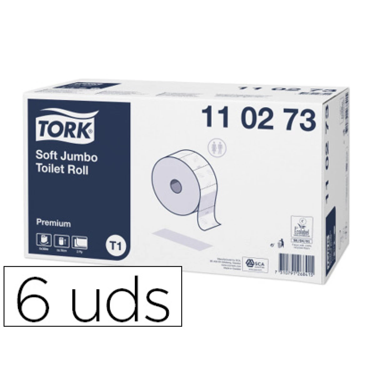 Thumbnail-Papel higienico tork jumbo suave 2 folhas 360 mt para dispensador t1 pack de 6 rolos