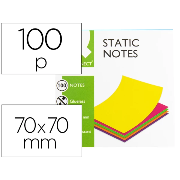 Thumbnail-Bloco de notas magneticas q-connect 70×70 mm 100 folhas 5 cores fluorescentes