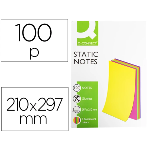 Thumbnail-Bloco de notas magneticas q-connect 210×297 mm 100 folhas 5 cores fluorescentes