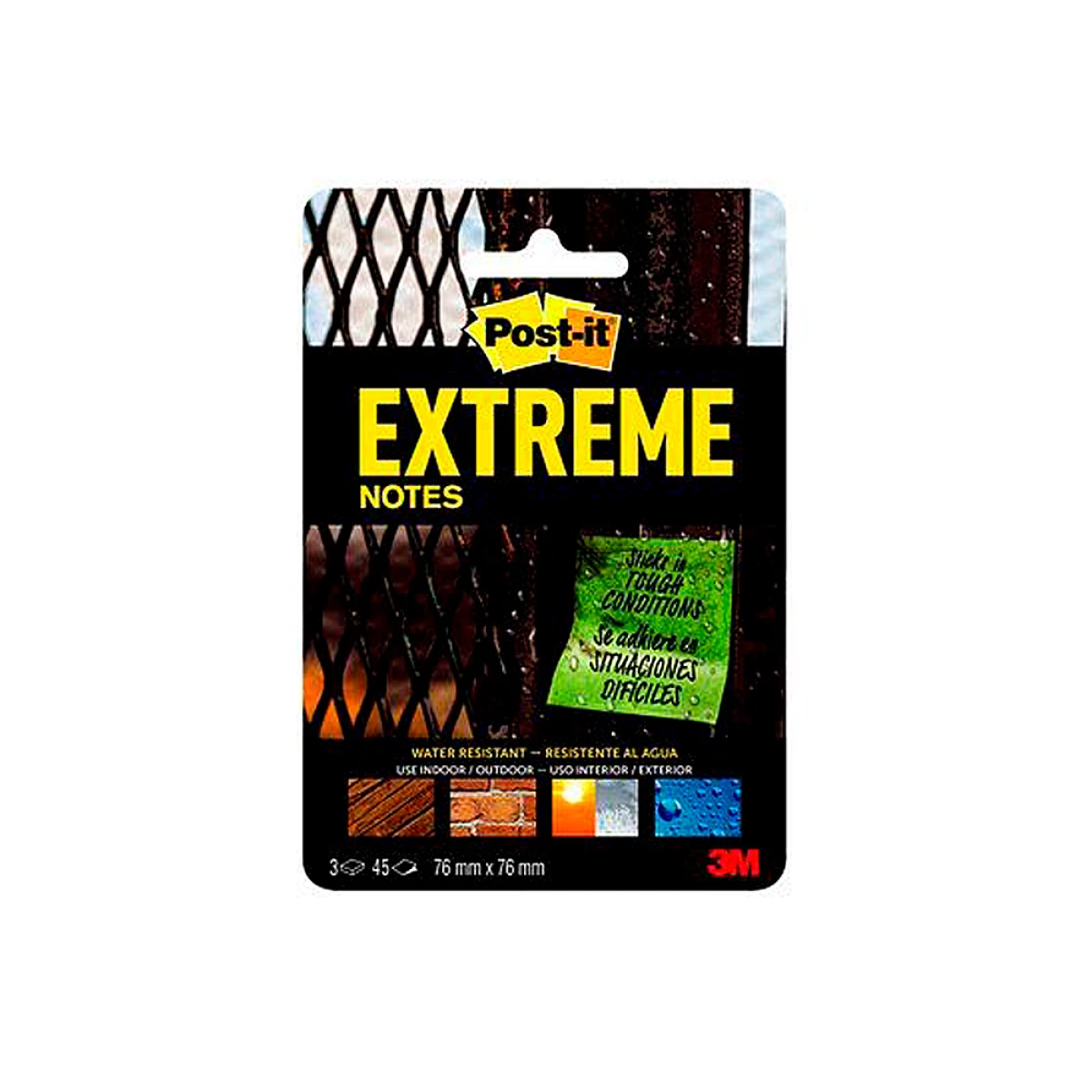 Galery – Bloco de notas adesivas post-it extreme 76×76 mm com 45 folhas pack de 3 unidades amarelo laranja e verde0