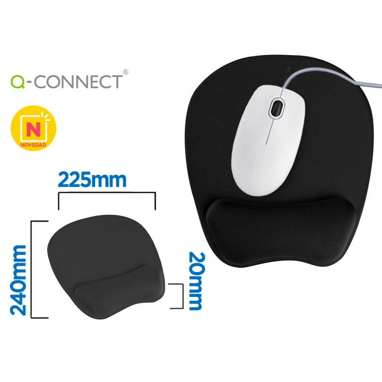 Thumbnail-Tapete para rato q-connect com apoio de pulsos ergonomica de gel cor preto