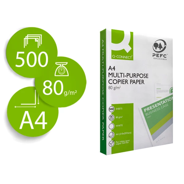 Thumbnail-Papel fotocopia q-connect economy din a4 80 gr embalagem 500 folhas