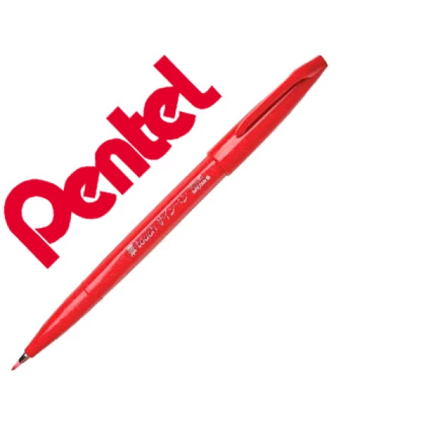 Thumbnail-Marcador pentel brush sign pen cor vermelho – 10 unidades