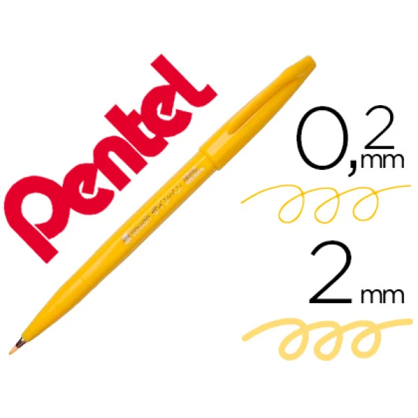 Thumbnail-Marcador pentel brush sign pen cor amarelo – 10 unidades