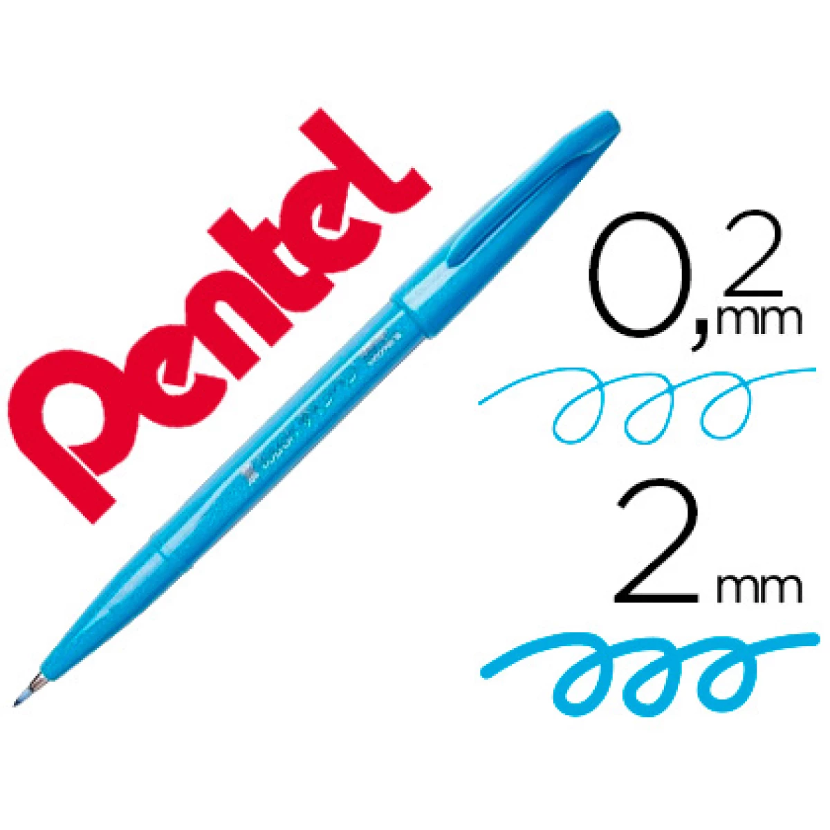 Thumbnail-Marcador pentel brush sign pen cor azul ceu – 10 unidades