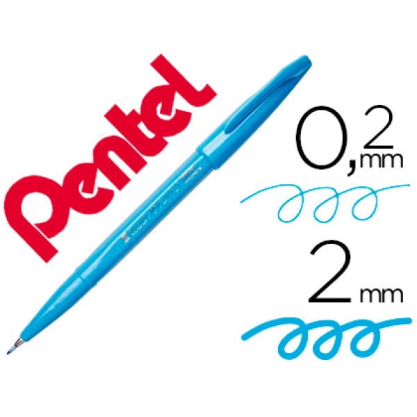 Thumbnail-Marcador pentel brush sign pen cor azul ceu – 10 unidades