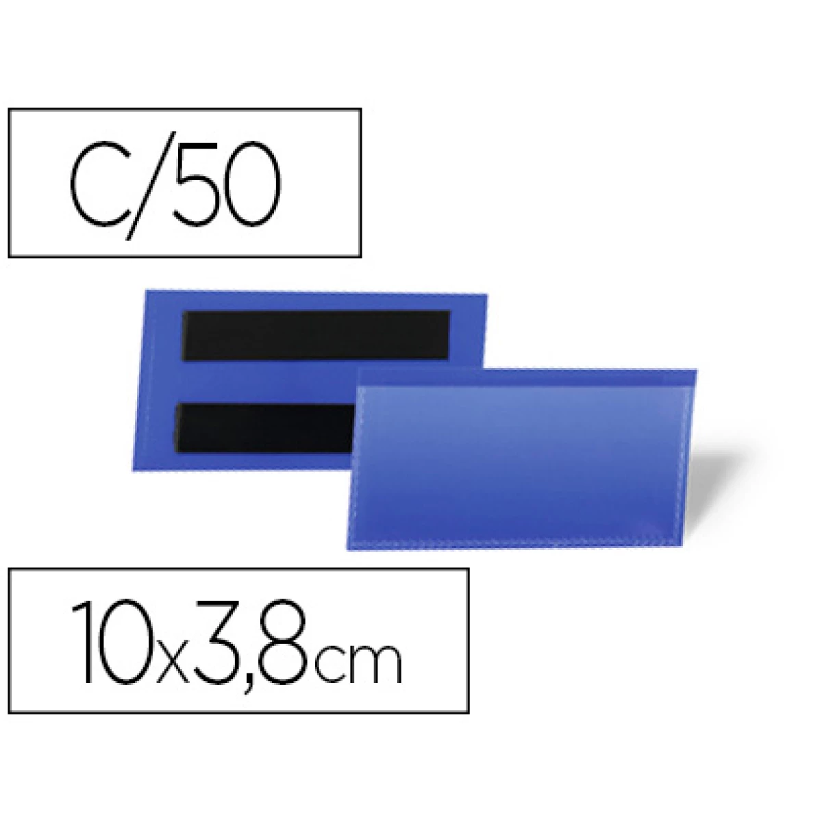Thumbnail-Bolsa durable magnetica 100×38 mm plastico azul janela transparente pack de 50 unidades