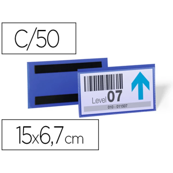 Thumbnail-Bolsa durable magnetica 150×67 mm plastico azul janela transparente pack de 50 unidades