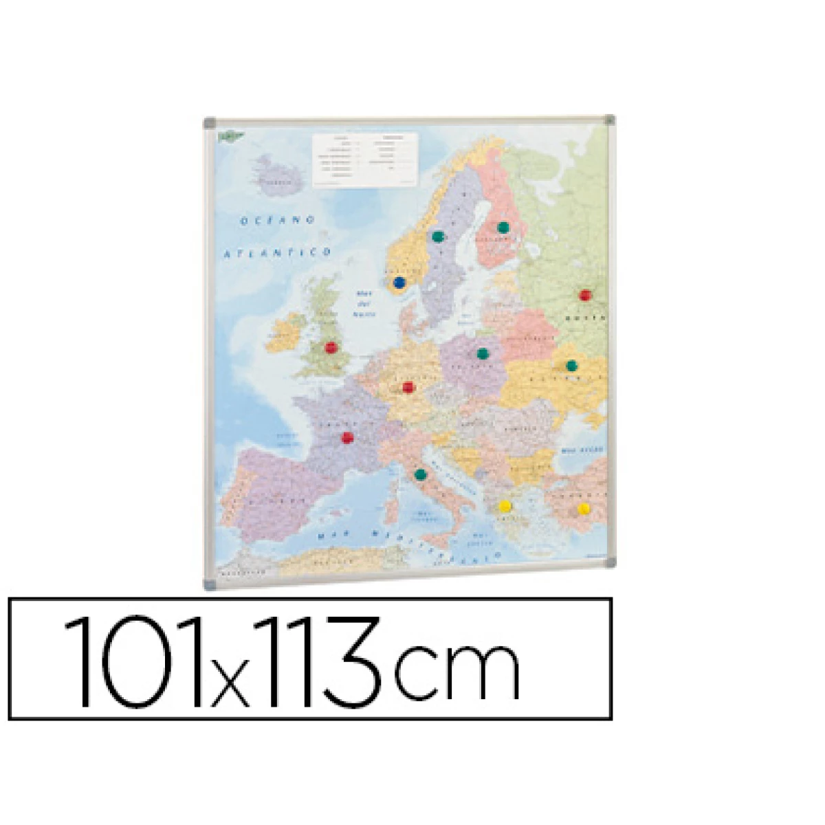 Thumbnail-Mapa parede faibo europa politico magnetico moldura de aluminio com cantos de protecao 101×113 cm