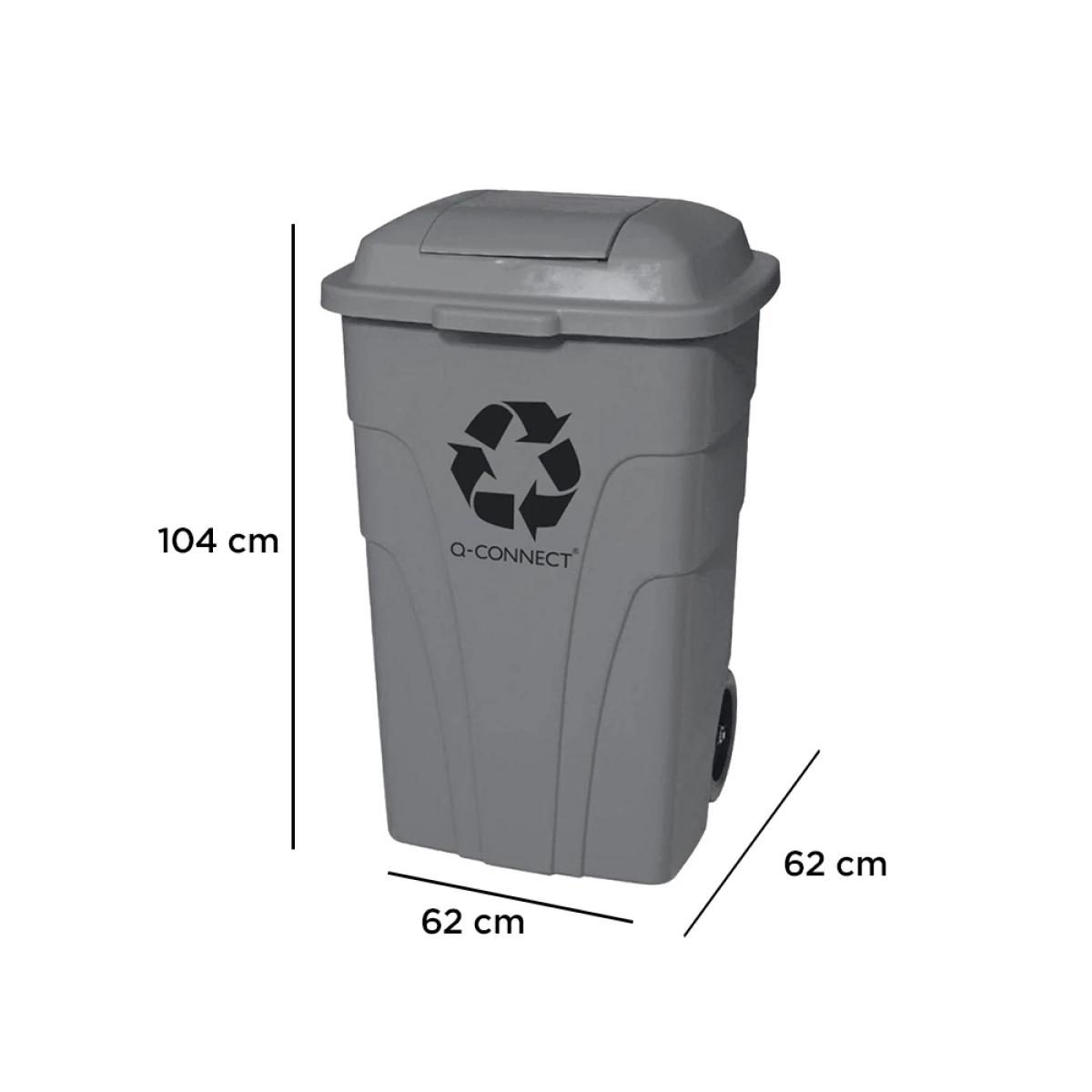 Galery – Contentor de lixo q-connect plastico com 2 rodas cor cinza com capacidade para 240 litros0