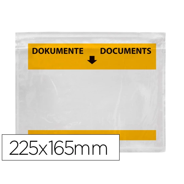 Thumbnail-Envelope autoadesivo q-connect porta documentos multilingue 225×165 mm janela transparente pack de 100 unidades