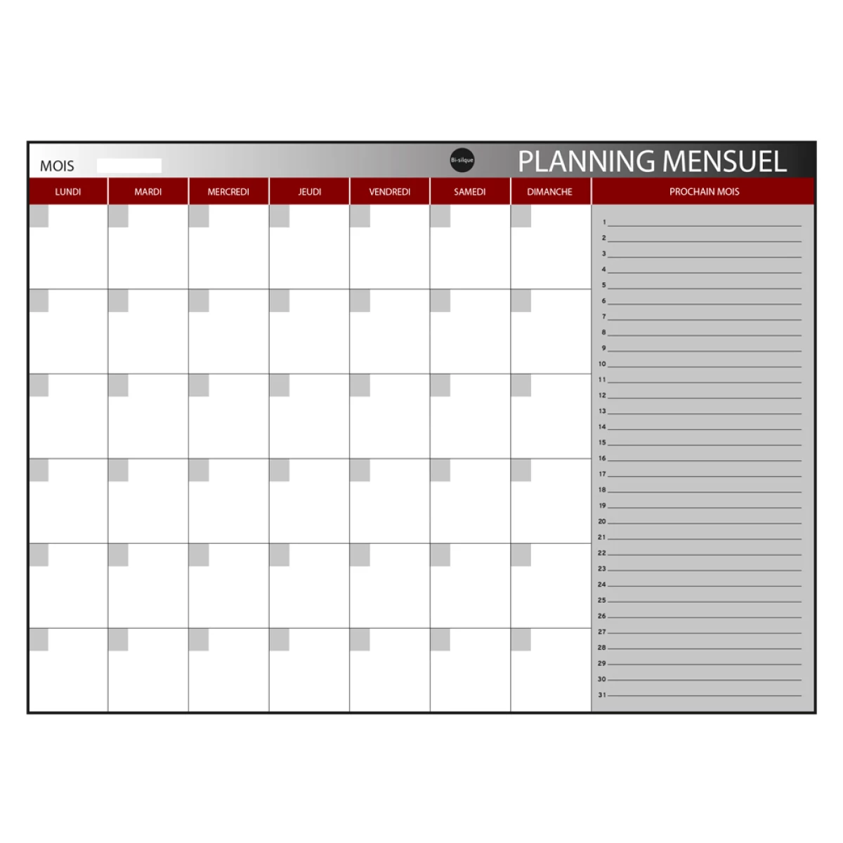 Galery – Planning magnetico bi-office mensal lacado moldura em aluminio 60×45 cm0