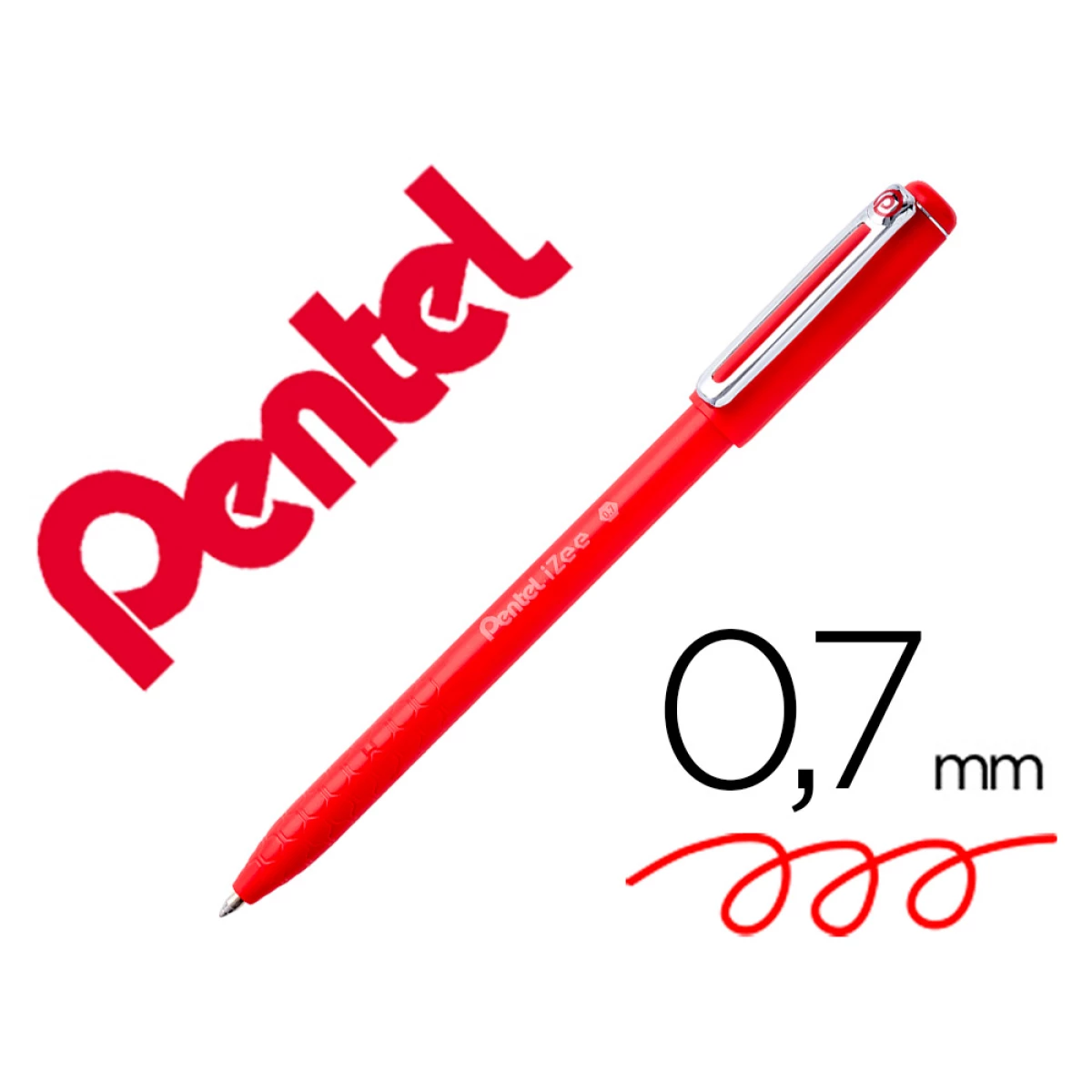 Thumbnail-Esferografica pentel izee ponta de 0,7mm com tampa cor vermelho – 12 unidades