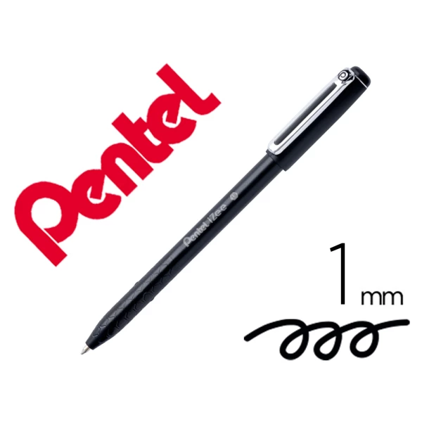 Thumbnail-Esferografica pentel izee ponta de 1,0mm com tampa cor preta – 12 unidades