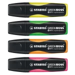 Galery – STABILO GREEN BOSS marcador 4 unidade(s) Ponta de cinzel Verde, Laranja, Rosa, Amarelo0