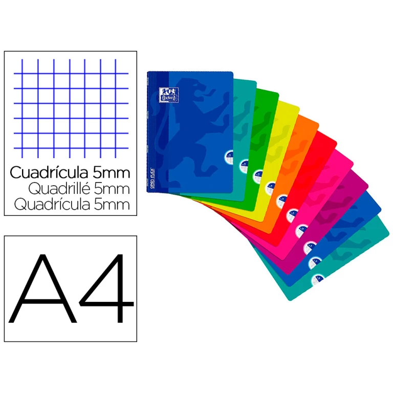 Thumbnail-Caderno agrafado oxford openflex capa plastico din a4 48 folhas quadricula 5 mm asignatura matematica cores sortidas – 10 unidades