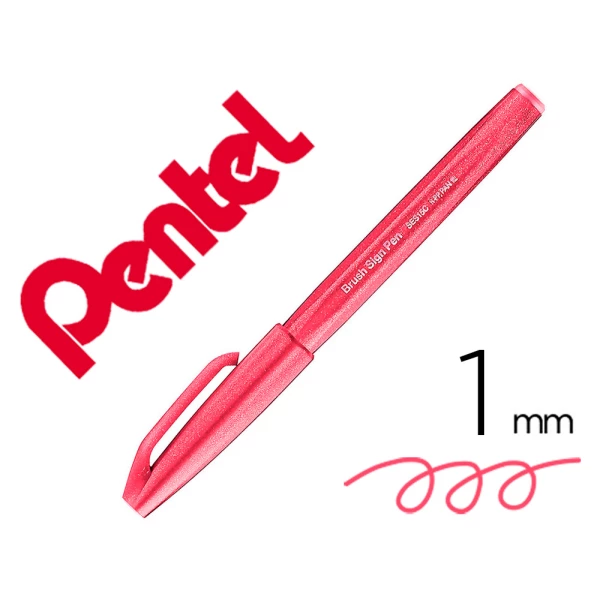 Thumbnail-Marcador pentel brush sign pen cor vermelho vinho – 10 unidades