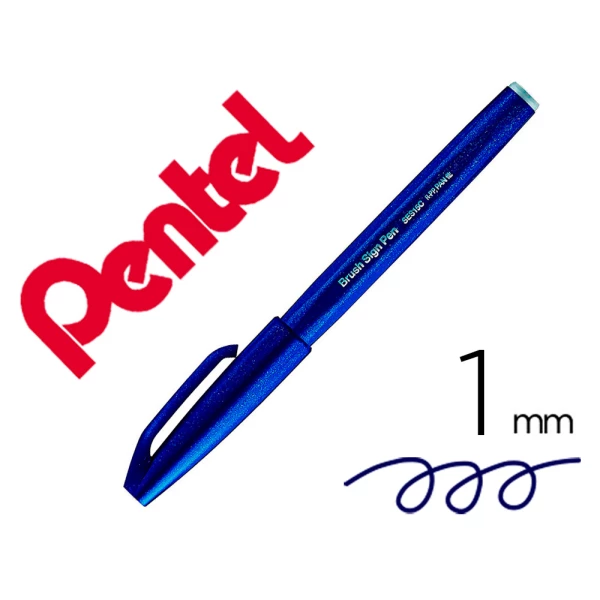 Thumbnail-Marcador pentel brush sign pen cor azul escuro – 10 unidades