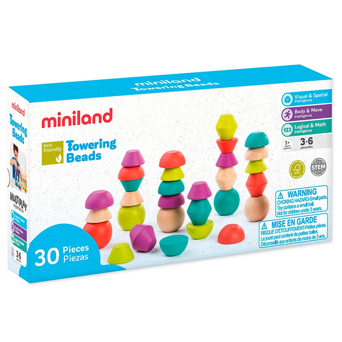 Thumbnail-Juego miniland towering beads piezas de maderas para trabajar la logica