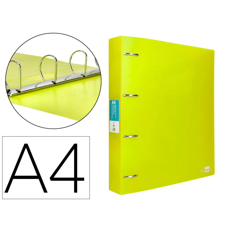 Thumbnail-Pasta liderpapel polipropileno din a4 4 aneis mistos 40 mm amarelo fluor opaco